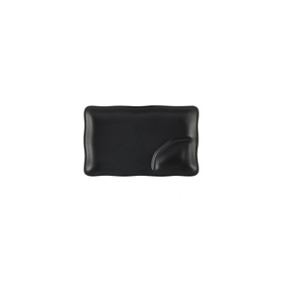 Rect. Platter W/ Triangular Compartment Non-Glare Glaze Black 8"