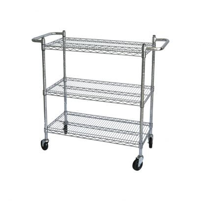 Chrome-Plated 3-Tier Wire Cart 36" x 18" x 42"H
