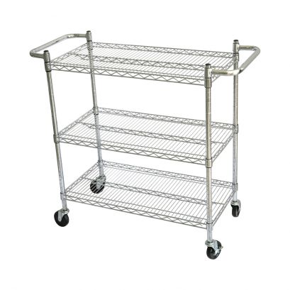 Chrome-Plated 3-Tier Wire Cart 48" x 24" x 42"H