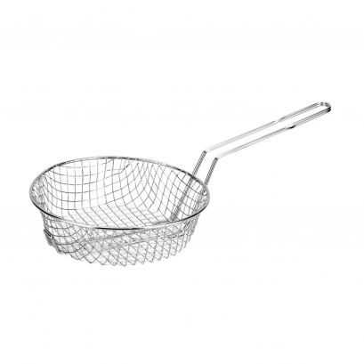 12"Dia Nickel-Plated Metal Round Culinary Basket Coarse Mesh