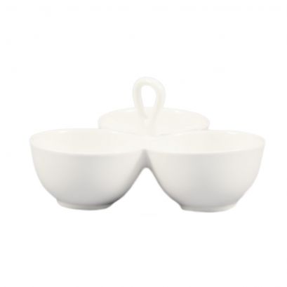 3 Compartment Leaf Shape Bowl W/ Handle 8ozx3 8"