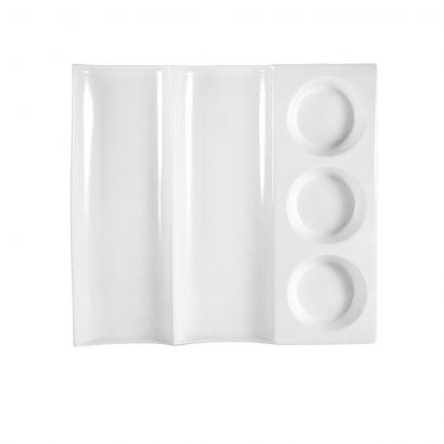 Contemporary Tray W/ Bamboo Rim 12"