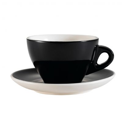Cup & Saucer Set Black 11oz [Cup 4 1/2" I Saucer 6 1/2"]