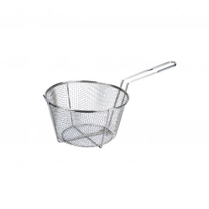 9-1/2"Dia Nickel-Plated Metal Round Fry Basket 1/4" Mesh
