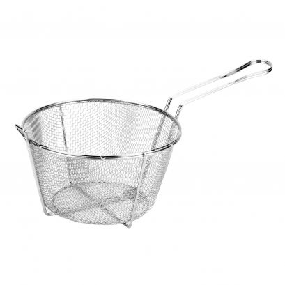 11-1/2"Dia Nickel-Plated Metal Round Fry Basket 1/8" Mesh