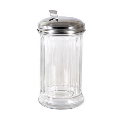 12oz Glass Sugar Pourer W/ SS Flap Cap