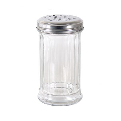 12oz Glass Sugar Pourer W/ SS Perf. Cap