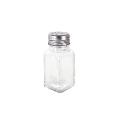 2oz Glass Square Base Shaker W/ SS Mushroom Cap