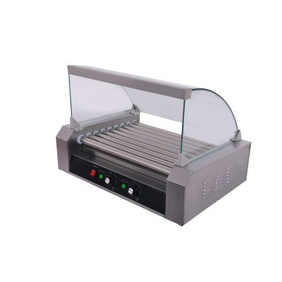 9-Roller Hot Dog Roller Grill Set with Sneeze Guard