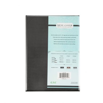 1-Panel Faux Leather Menu Cover Legal Size 8-1/2" x 14" Black