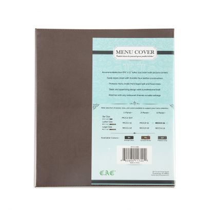 4-Panel Faux Leather Menu Cover Letter Size 8-1/2" x 11" Brown