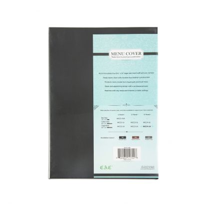 4-Panel Faux Leather Menu Cover Legal Size 8-1/2" x 14" Black