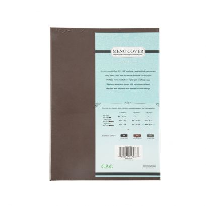 4-Panel Faux Leather Menu Cover Legal Size 8-1/2" x 14" Brown