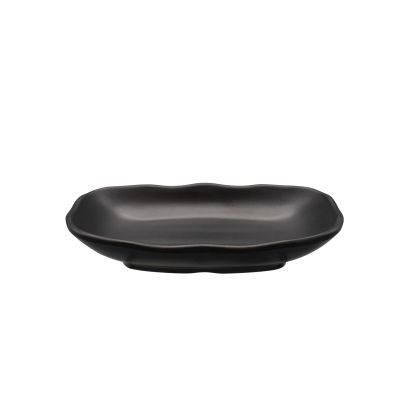 Platter Rect. Deep W/ Wavy Rim Matte Black 7oz 7"