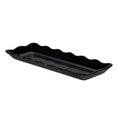Platter Rect. Scallop Edge Black 13-1/2"x5-1/4"