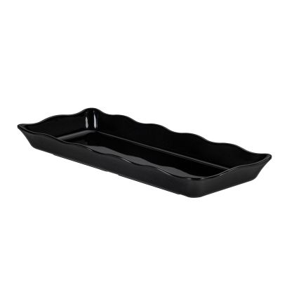 Platter Rect. Scallop Edge Black 14"x5-3/4"