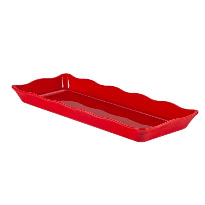Platter Rect. Scallop Edge Red 14"x5-3/4"