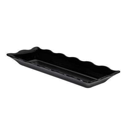 Platter Rect. Scallop Edge Black 17-1/2"x6-3/4"