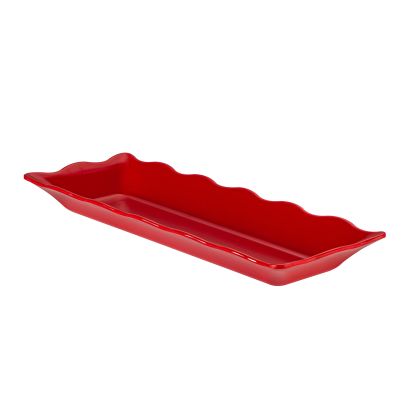 Platter Rect. Scallop Edge Red 17-1/2"x6-3/4"