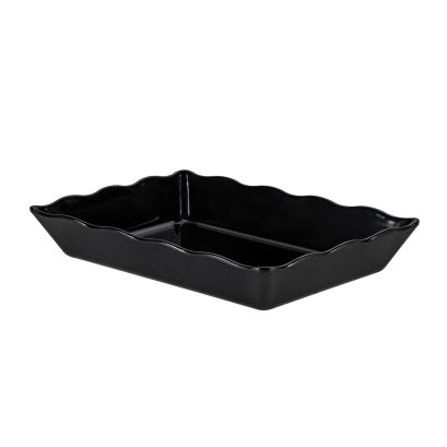 Platter Rect. Scallop Edge Black 13-3/4"x9-1/2"