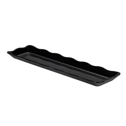 Platter Rect. Scallop Edge Black 19"x5-1/4"