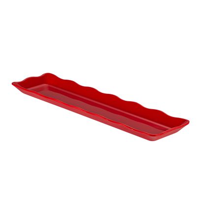 Platter Rect. Scallop Edge Red 19"x5-1/4"