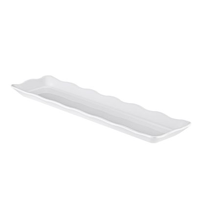 Platter Rect. Scallop Edge White 19"x5-1/4"