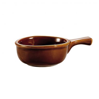 Onion Soup Crock W/ Handle Brown 15oz 7 1/2"