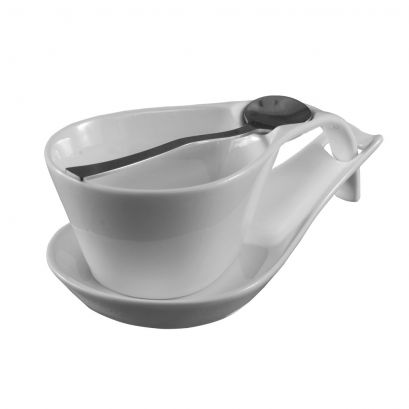 Cup 7oz & Saucer Set W/ Spoon [Cup 6 3/4" I Saucer 7"]
