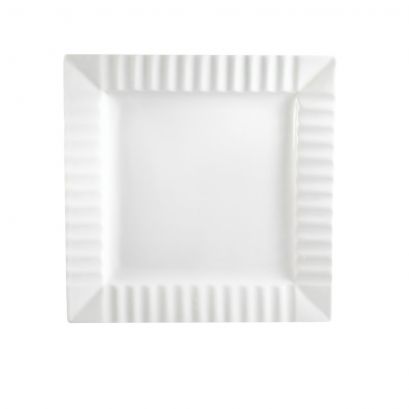 Square Plate W/ Striped Rim 12 1/4"