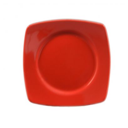 Round In Square Plate Red 11 7/8"