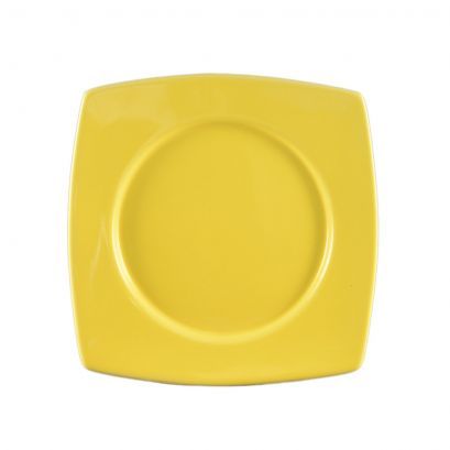 Round In Square Plate Yellow 11 7/8"