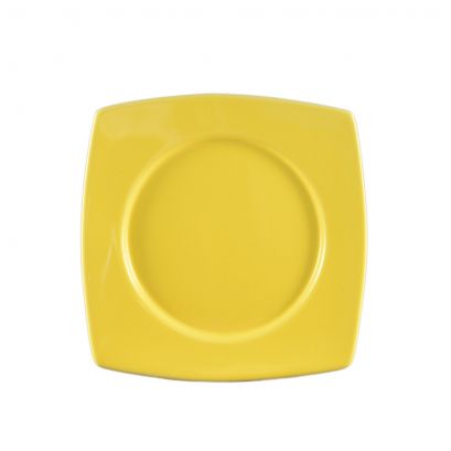 Round In Square Plate Yellow 8 7/8"