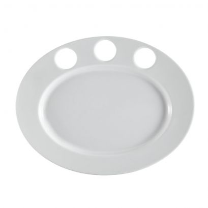 Gourmet Oval Platter W/ 3 Cup Holders 15"