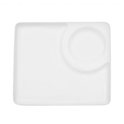 Square Plate W/ Round Compartment 9"