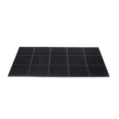 Floor Mat Rubber Straight Edge Black 5x3' 