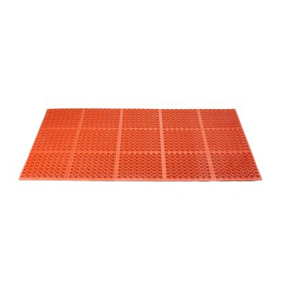 Floor Mat Rubber Straight Edge Red 5x3' 
