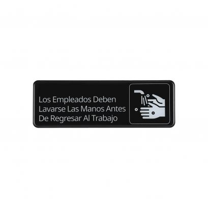 Spanish 9"x3"H Compliance Sign "Employees Must Wash Hands Before Returning to Work"