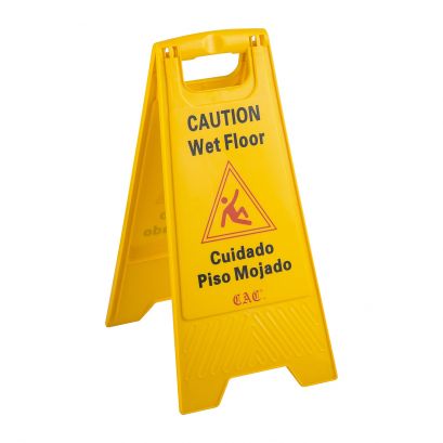 "A" Shape Foldaway Sign English/Spanish Caution Wet Floor