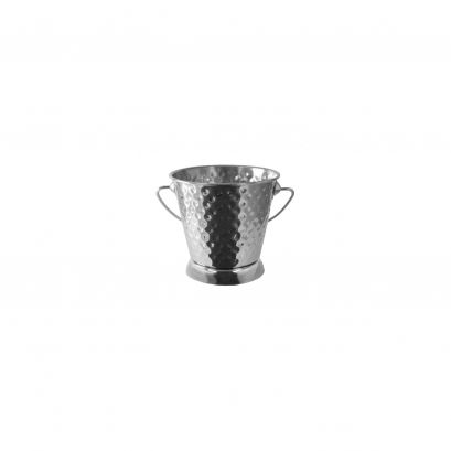 Serving Pail w/ Handle Stainless Steel Mini Hammered 3-1/2"Dia x 3-5/8"H