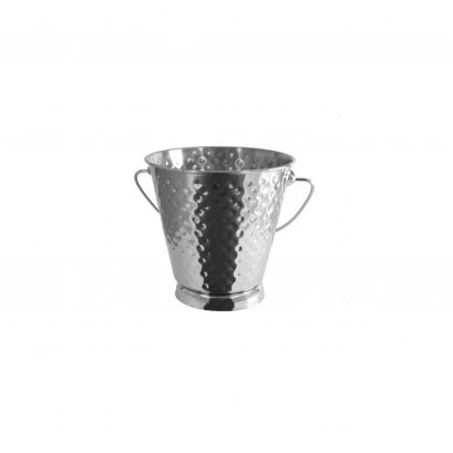 Serving Pail w/ Handle Stainless Steel Mini Hammered  5"Dia x 5"H