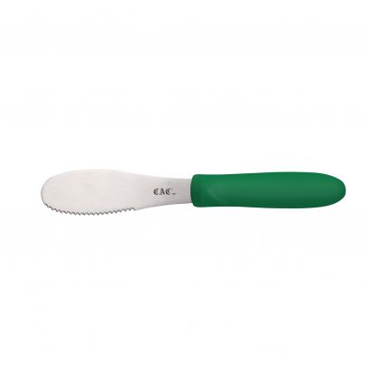 3-7/8" Blade Stainless Steel Serrated Spreader Green Plastic Handle