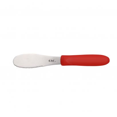 3-7/8" Blade Stainless Steel Serrated Spreader Red Plastic Handle