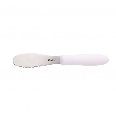 3-7/8" Blade Stainless Steel Serrated Spreader White Plastic Handle