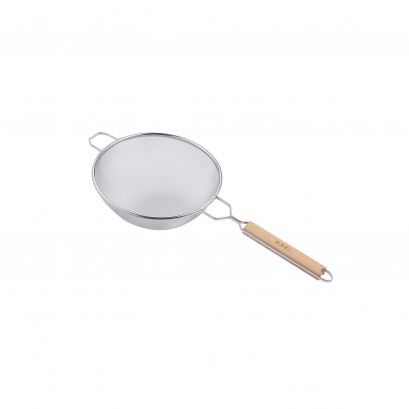 Double Mesh Strainer SS with Wood Handle 10-1/4"Dia