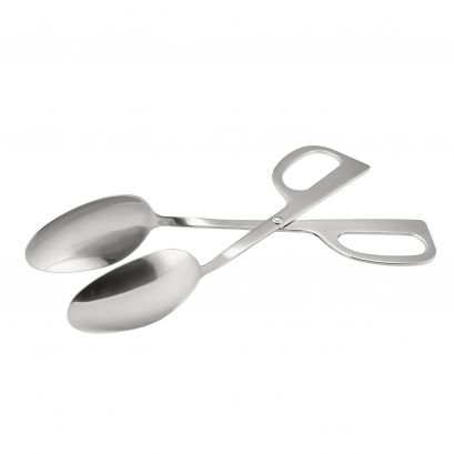Tong 18/8 Stainless Steel Scissor Double Spoon 10"