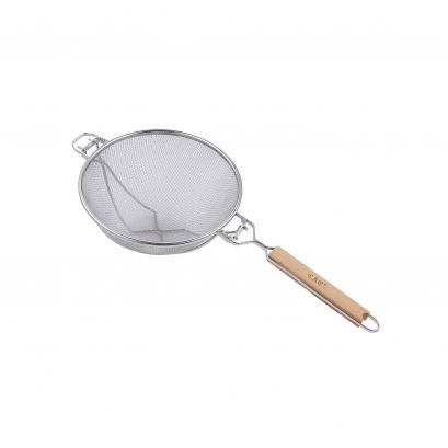 Reinforced Single Strainer Mesh SS with Wood Handle 10-1/4"Dia
