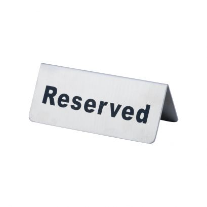 Stainless Steel Table Tent Sign "Reserved" 
