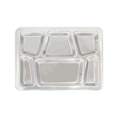 Stainless Steel Tray 6-Compartment W/ Trapezoid Center