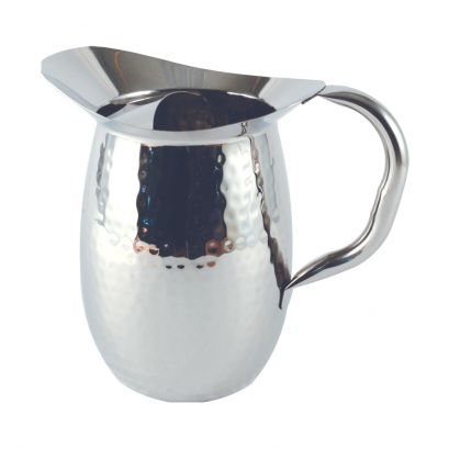 2 qt./64 oz. Hammered Stainless Steel Pitcher W/ Ice Guard